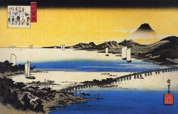 Hiroshige_View_of_a_long_bridge_across_a_lake